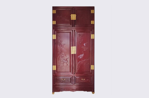 古田高端中式家居装修深红色纯实木衣柜